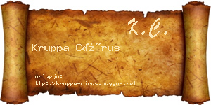 Kruppa Círus névjegykártya